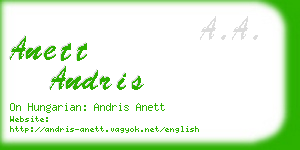 anett andris business card